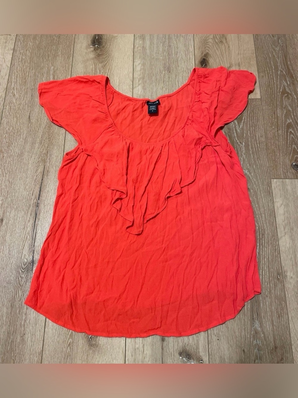Torrid Coral Ruffle Scoop Neck Blouse, Sz. XL.